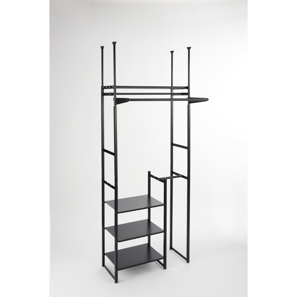 頑丈突っ張りクローゼットハンガー 幅90cm奥行42cm高さ208cm-258cm ハンガーラック パイプハンガー 衣類収納 531306