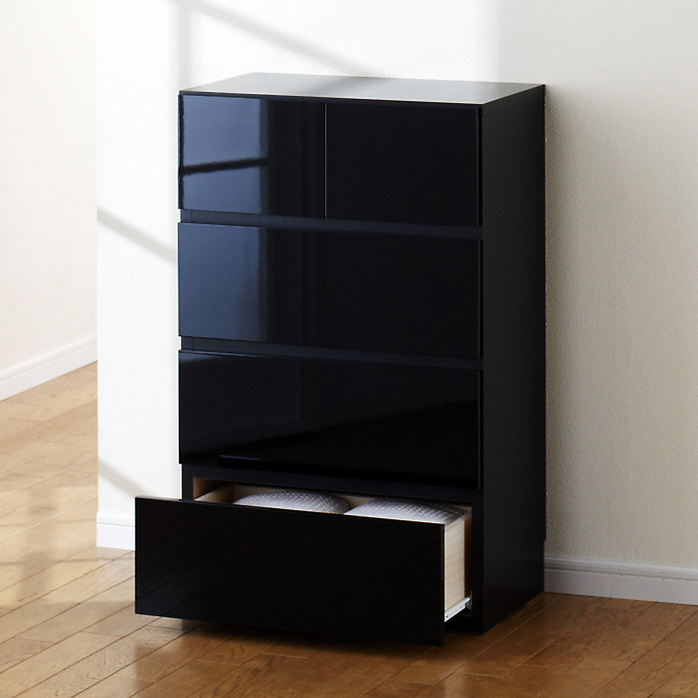 奥行30cm薄型ツヤツヤチェスト 幅50cm・4段 洗面所収納 隙間収納 トイレ 洗面所 ランドリー収納 531901