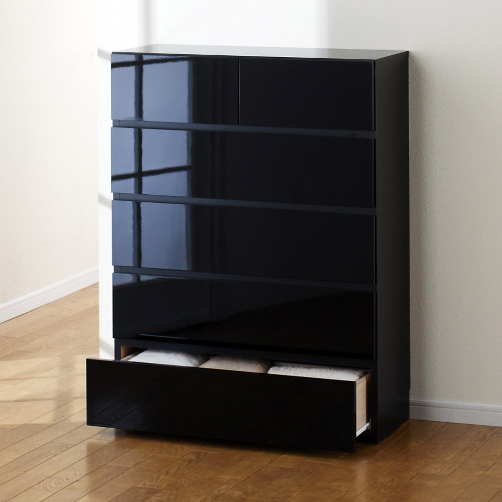 奥行30cm薄型ツヤツヤチェスト 幅75cm・5段 洗面所収納 隙間収納 トイレ 洗面所 ランドリー収納 531905