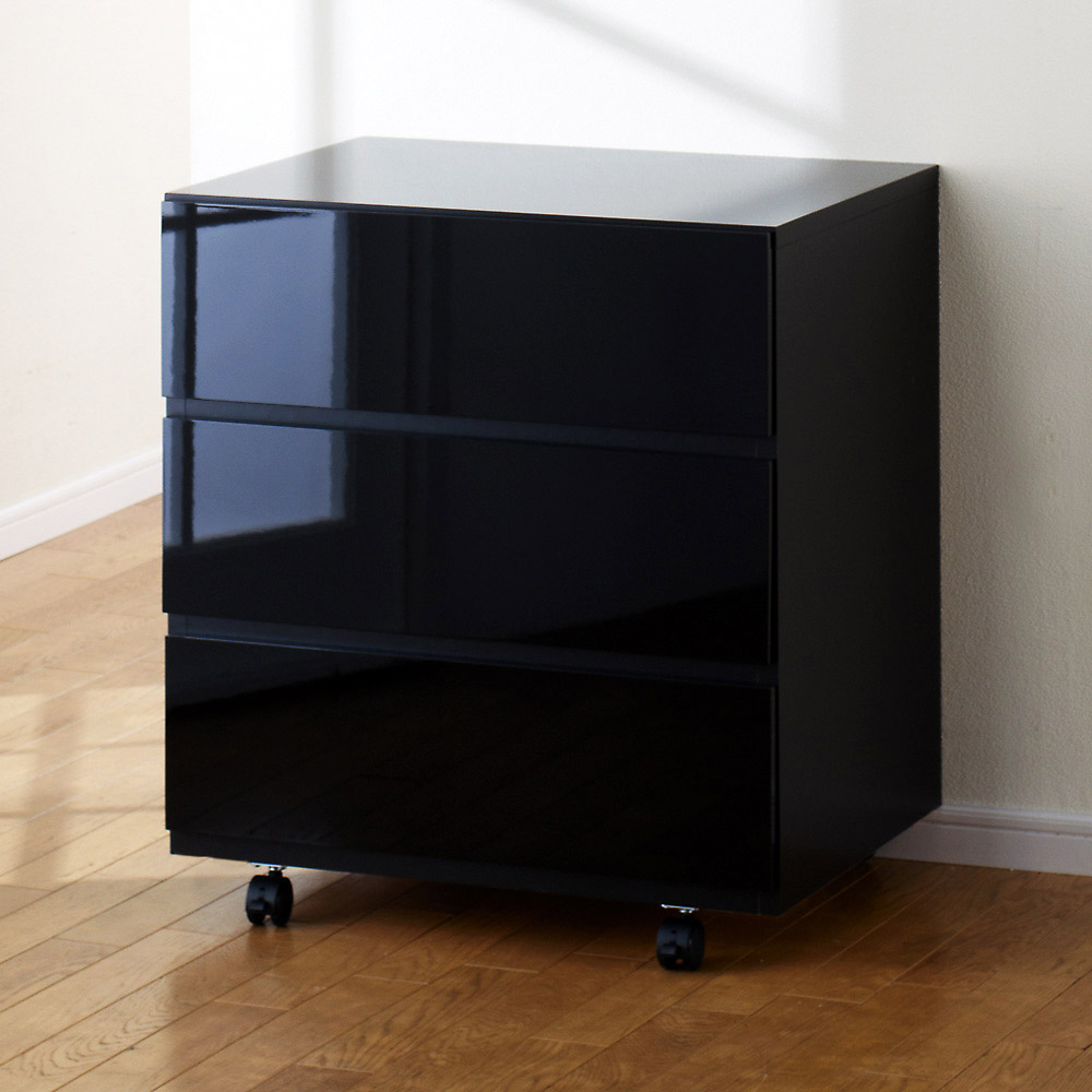 奥行46cmキャスター付きツヤツヤチェスト 幅60cm・3段 押入れ クローゼット収納 衣類収納 531910