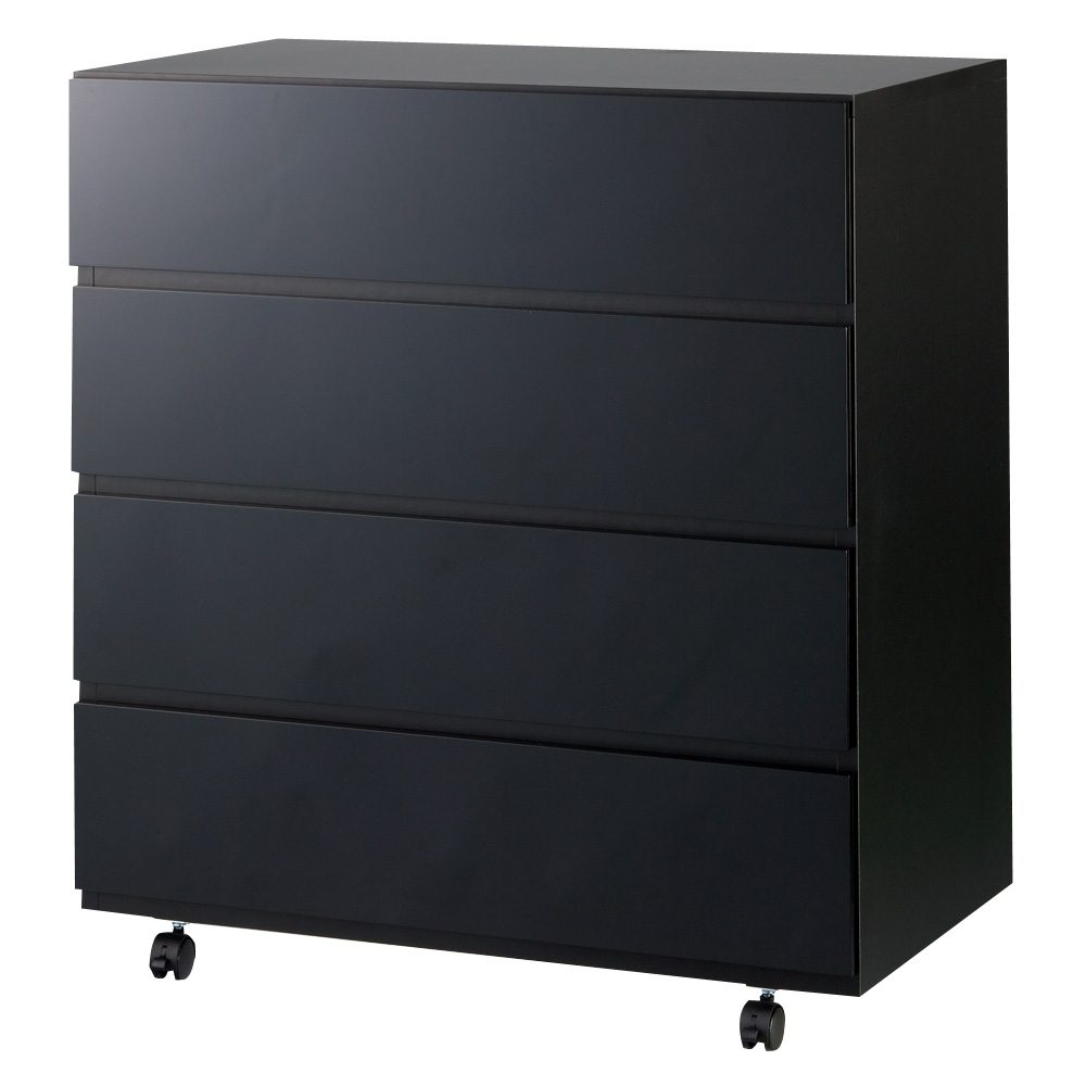 奥行46cmキャスター付きツヤツヤチェスト 幅80cm・4段 押入れ クローゼット収納 衣類収納 531914