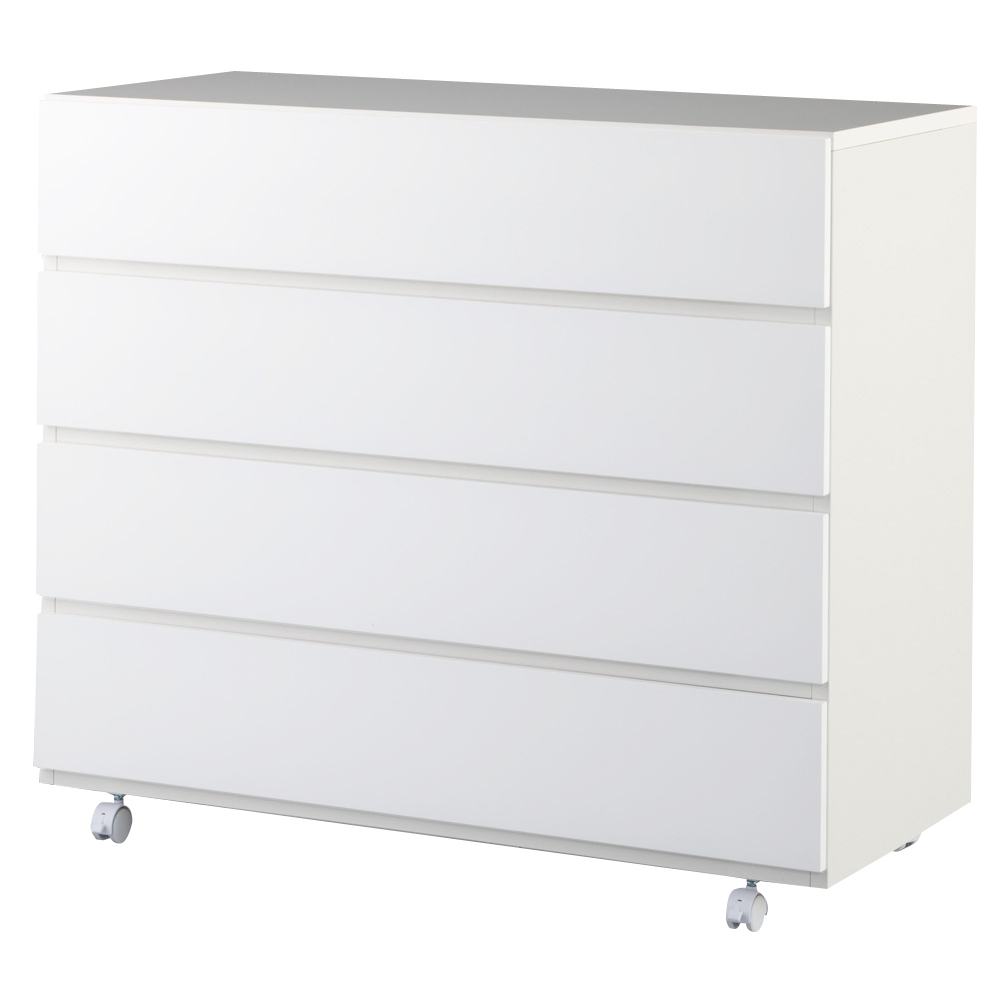 奥行46cmキャスター付きツヤツヤチェスト 幅100cm・4段 押入れ クローゼット収納 衣類収納 531917