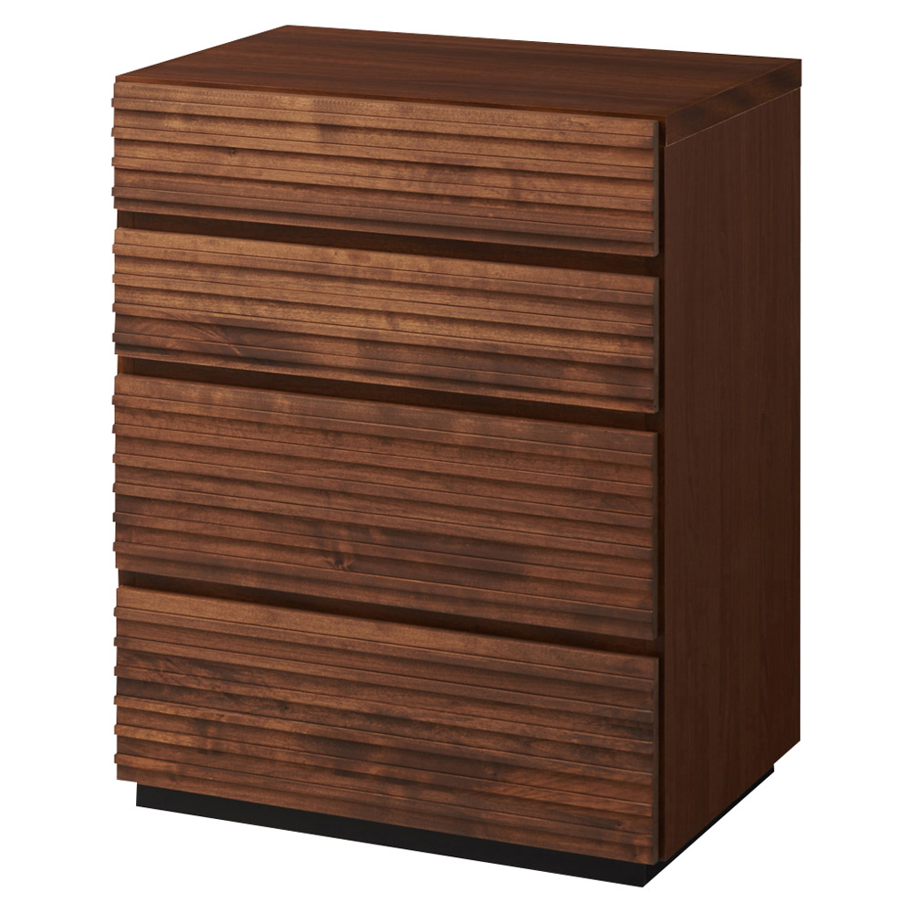 天然木横格子柄のローチェスト 4段・幅60cm奥行44cm タンス 衣類収納 531926