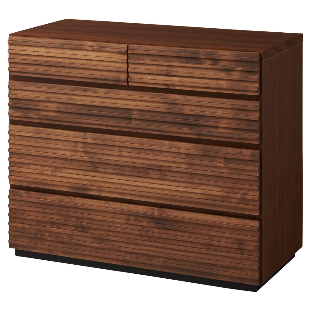 天然木横格子柄のローチェスト 4段・幅90cm奥行44cm 押入れ クローゼット収納 衣類収納 531929