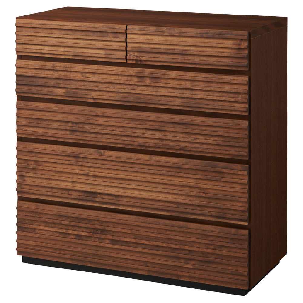 天然木横格子柄のローチェスト 5段・幅90cm奥行44cm 押入れ クローゼット収納 衣類収納 531930