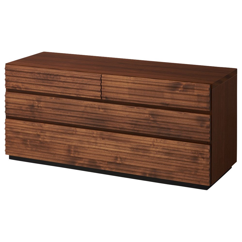 天然木横格子柄のローチェスト 3段・幅120cm奥行44cm 押入れ クローゼット収納 衣類収納 531931