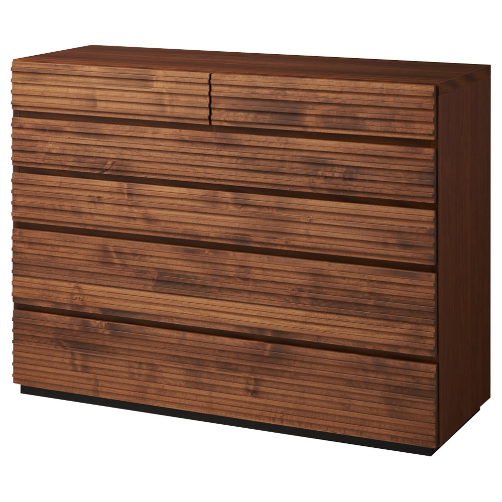 天然木横格子柄のローチェスト 5段・幅120cm奥行44cm 押入れ クローゼット収納 衣類収納 531933