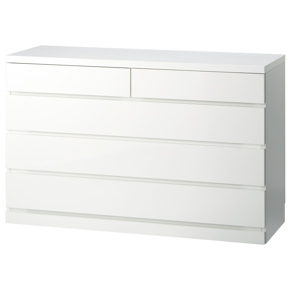 【日本製】前面光沢＆引き出し内部化粧チェスト 幅120cm・4段 タンス 衣類収納 532022