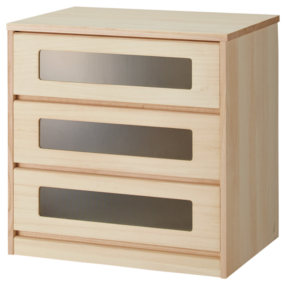 【ローチェスト】ブティックのような モダン桐クローゼットチェスト 幅58cm・3段 押入れ クローゼット収納 衣類収納 532040