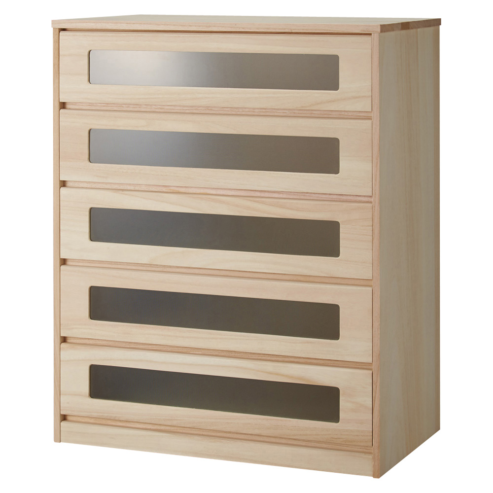 ブティックのような モダン桐クローゼットチェスト 幅75cm・5段 押入れ クローゼット収納 衣類収納 532045