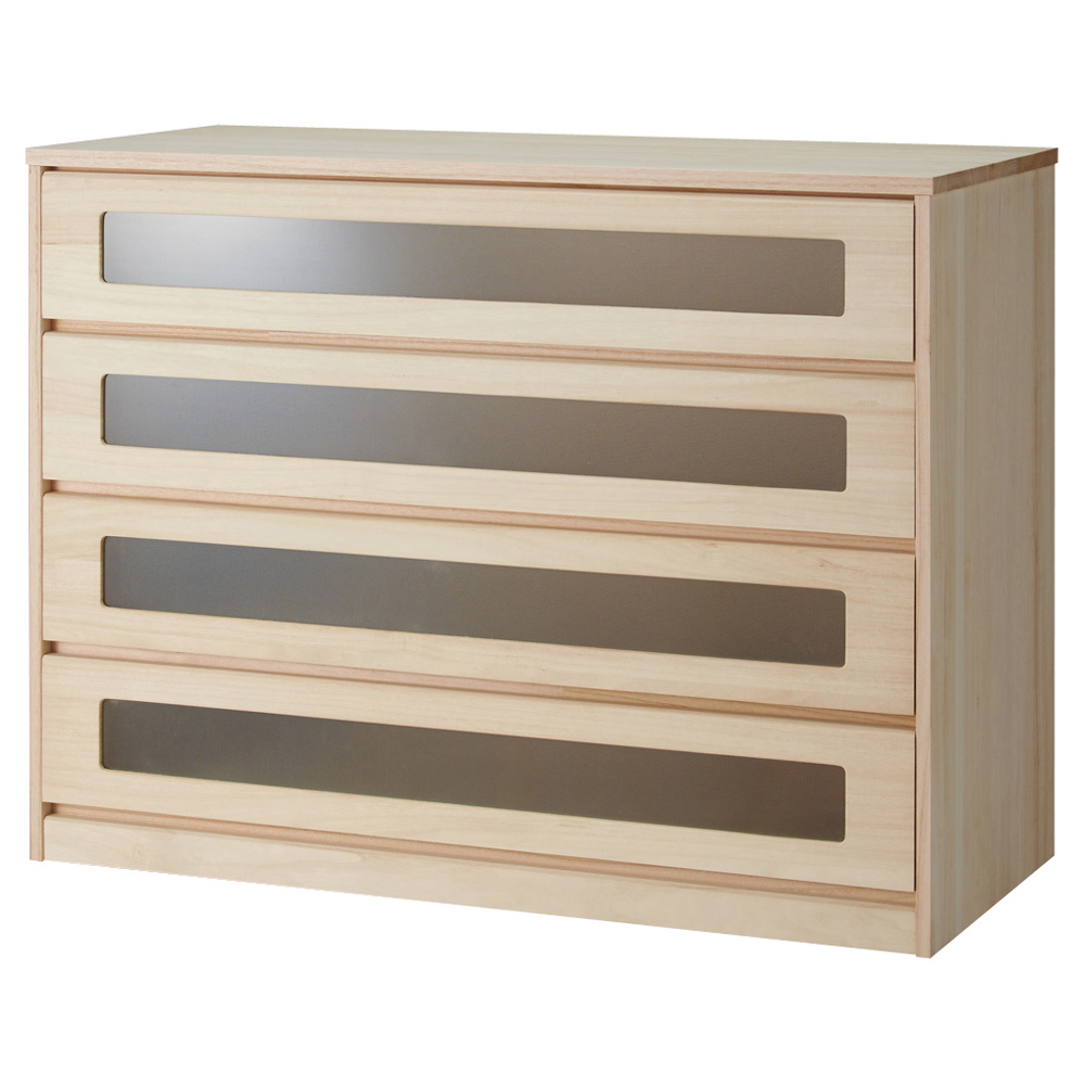 ブティックのような モダン桐クローゼットチェスト 幅100cm・4段 押入れ クローゼット収納 衣類収納 532047