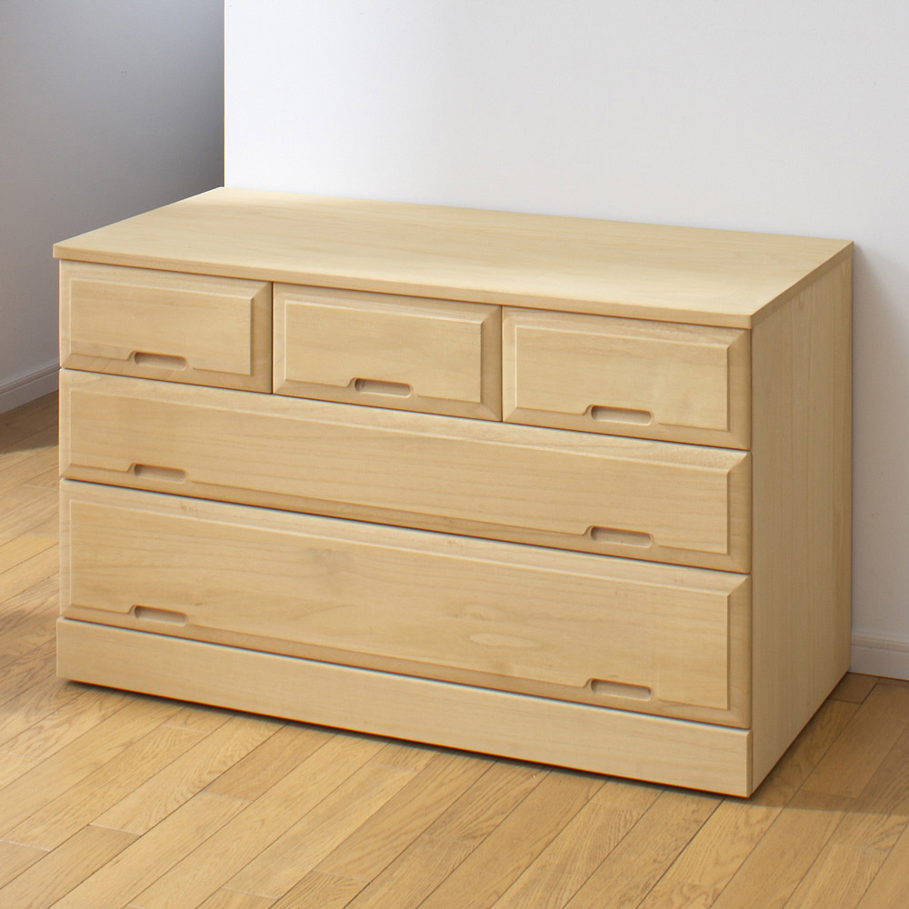 【日本製】北欧風総桐チェスト 幅100cm・3段(5杯) 押入れ クローゼット収納 衣類収納 532154