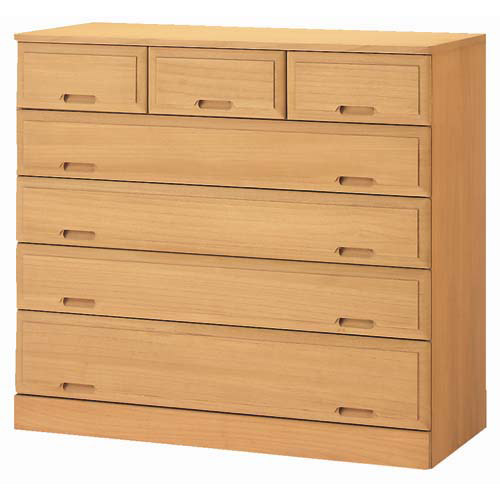 【日本製】北欧風総桐チェスト 幅100cm・5段(7杯) 押入れ クローゼット収納 衣類収納 532156