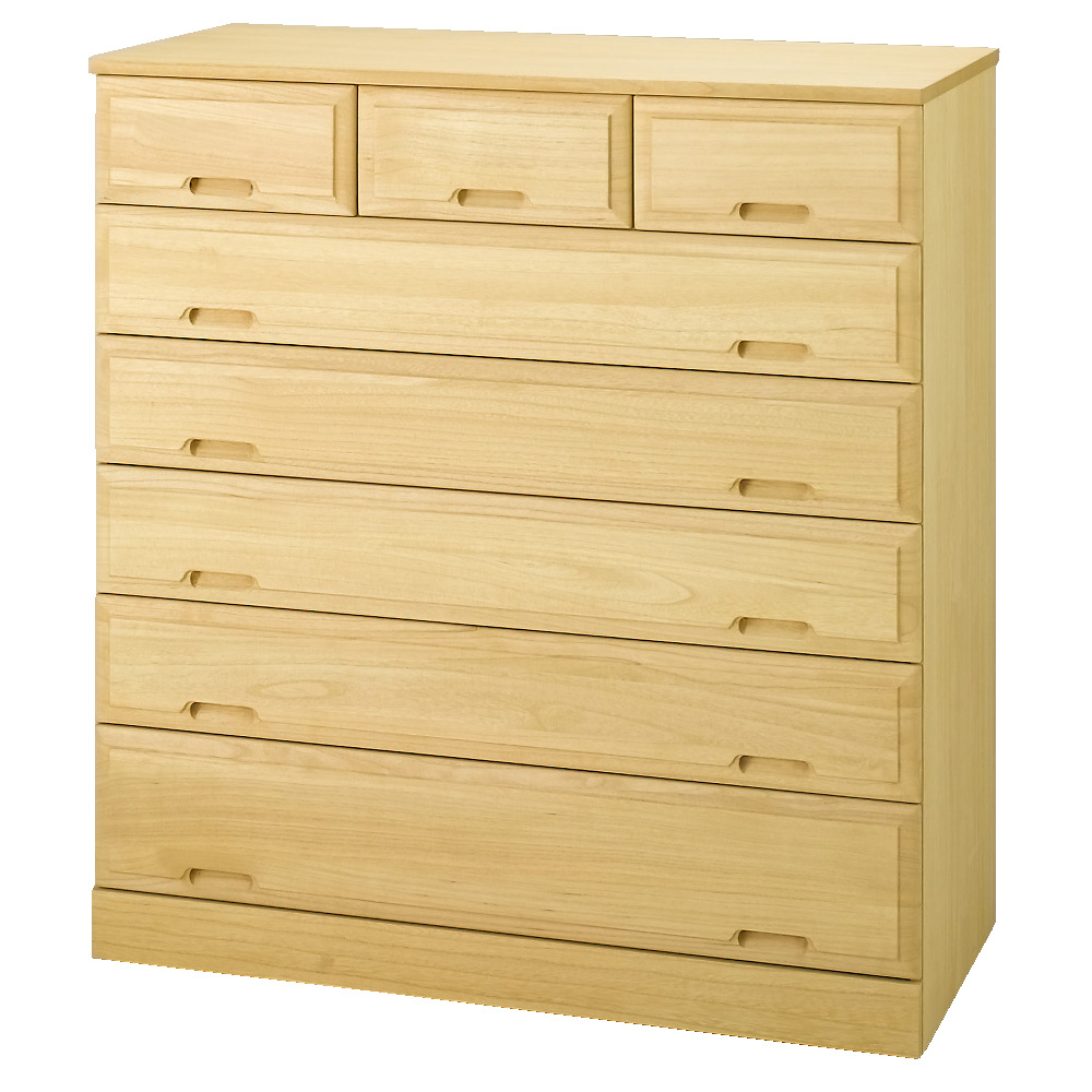 【日本製】北欧風総桐チェスト 幅100cm・6段(8杯) 押入れ クローゼット収納 衣類収納 532157