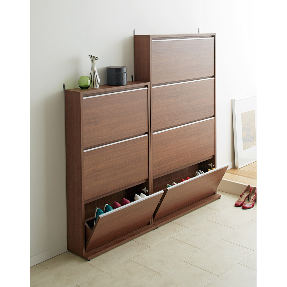 静かに閉まる薄型フラップシューズボックス シングル4段 幅70cm 下駄箱 シューズボックス 玄関収納 532515