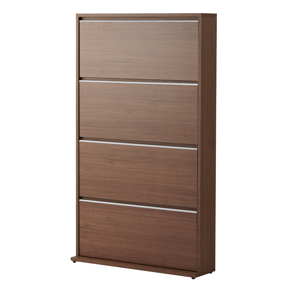 静かに閉まる薄型フラップシューズボックス シングル4段 幅90cm 下駄箱 シューズボックス 玄関収納 532517