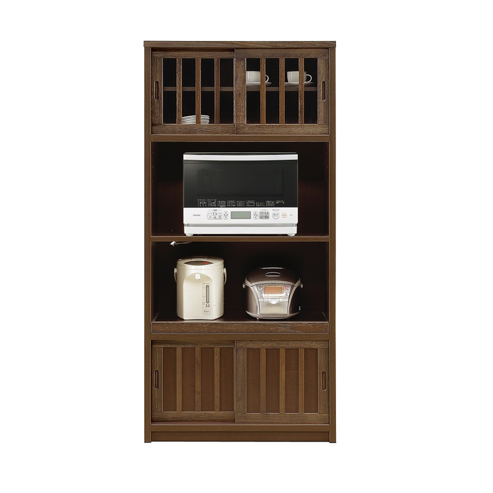 日本製 桐天然木水屋シリーズ レンジボード・幅80cm キッチンボード キッチン収納 532705