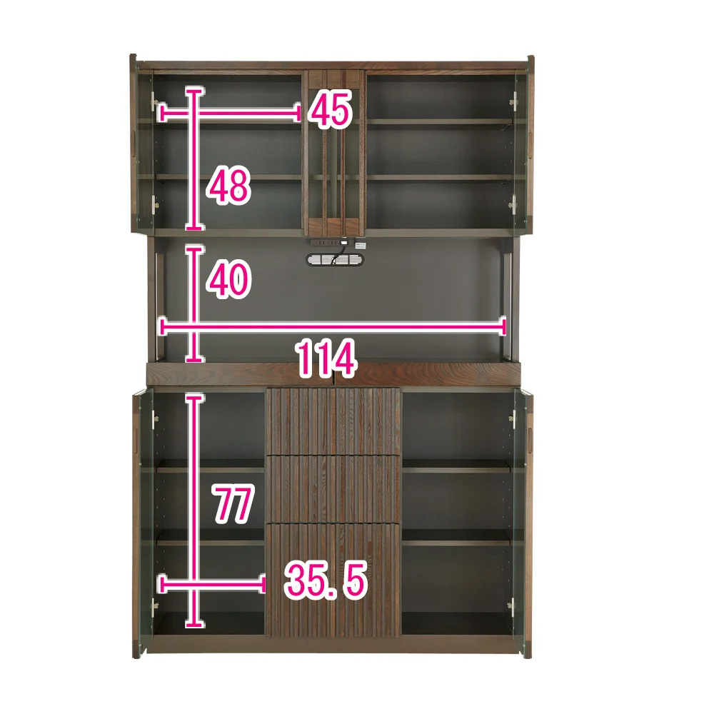 和モダン タモ天然木格子 ダイニングシリーズ 家電収納庫 幅120cm奥行48cm キッチンボード キッチン収納 532710