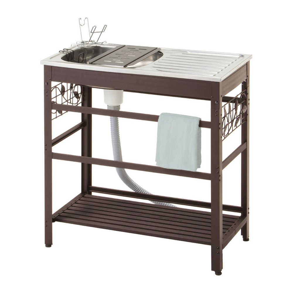 施工不要のモダンシンク 幅75cm 作業台付 ガーデニングツール 庭手入用品 532921