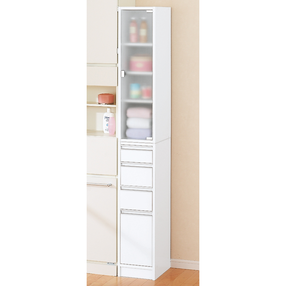 アクリル扉すき間収納庫 奥行29.5・幅25cm 洗面所収納 隙間収納 トイレ 洗面所 ランドリー収納 526643