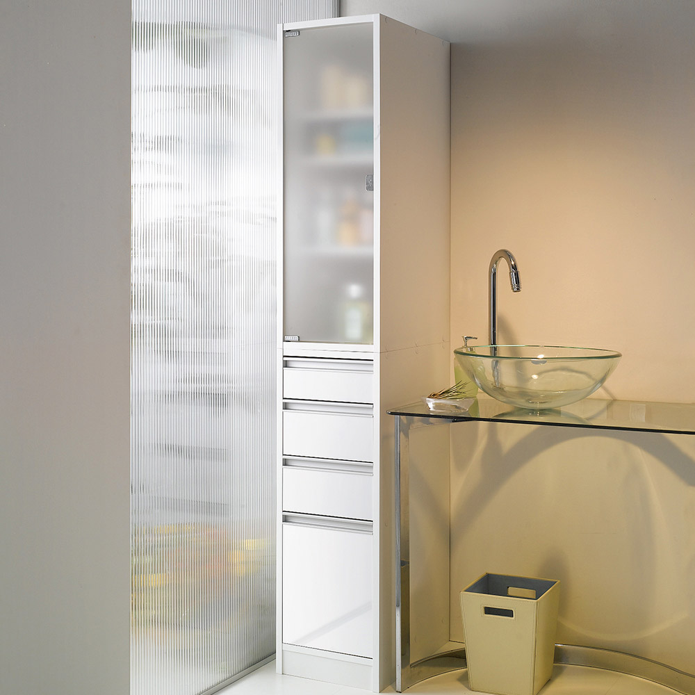 アクリル扉すき間収納庫 奥行44.5・幅30cm 洗面所収納 隙間収納 トイレ 洗面所 ランドリー収納 526648