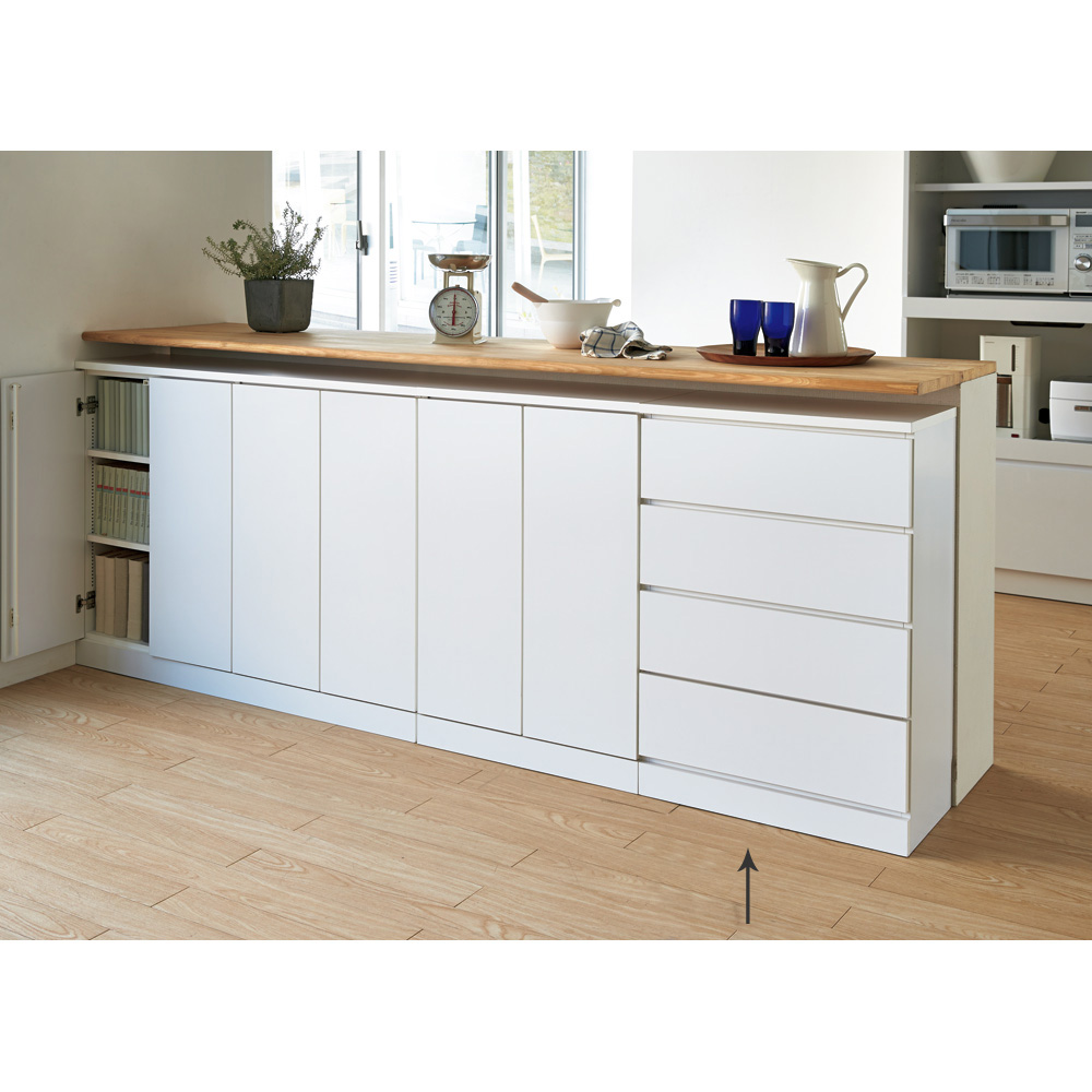 1cmピッチ薄型窓下収納庫 【幅58奥行31.5cm 引き出し4段】 キッチンカウンター下収納 キッチン収納 529529