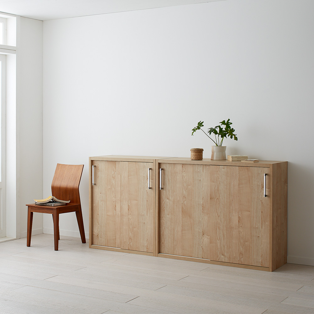 天然木調引き戸本棚 ロータイプ 幅78奥行40cm CD DVDラック 本棚 ラック シェルフ 529953