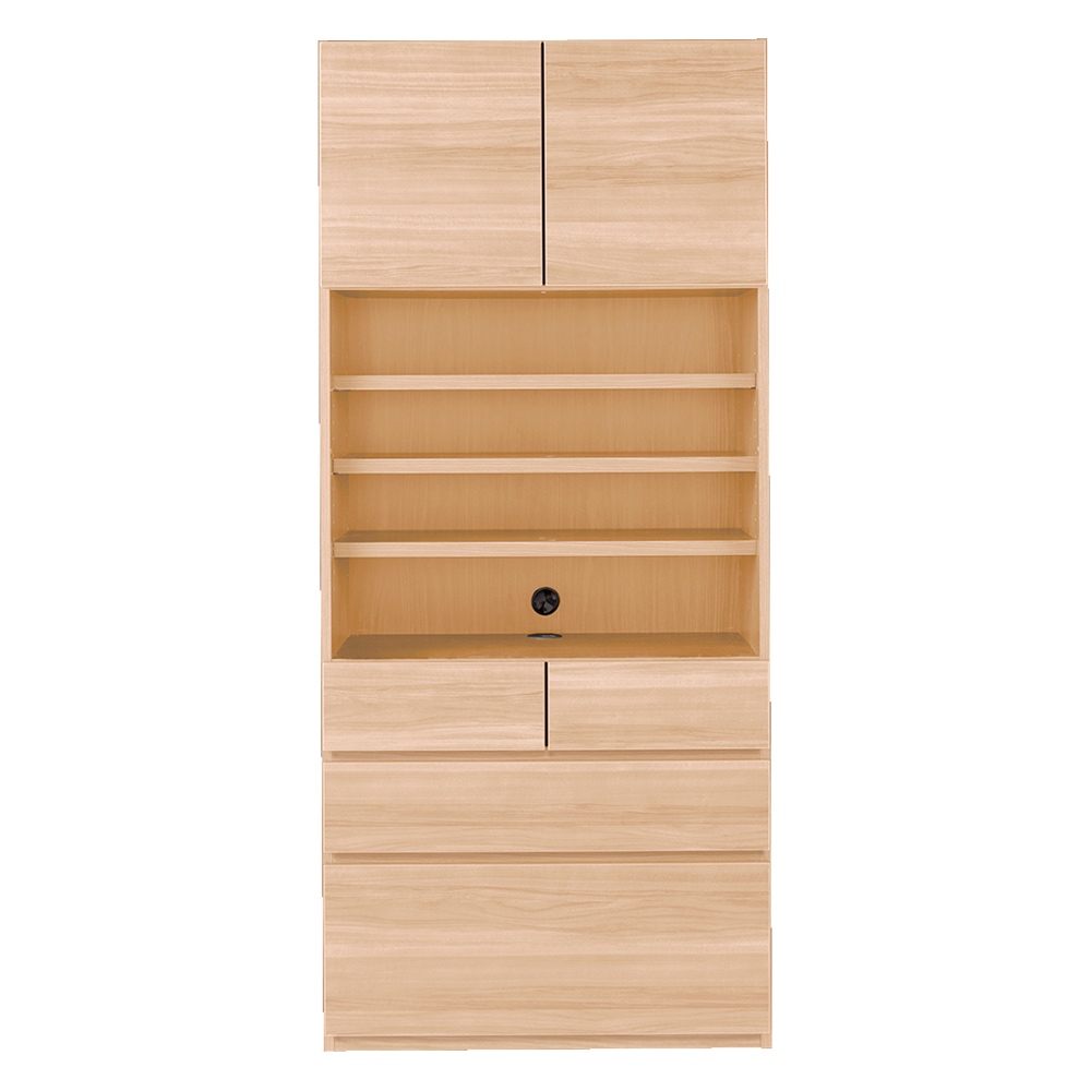 奥行44cm 生活感を隠すリビング壁面収納シリーズ 収納庫 オープン引き出しタイプ 幅80cm リビング壁面収納 壁面収納 システム収納 530613