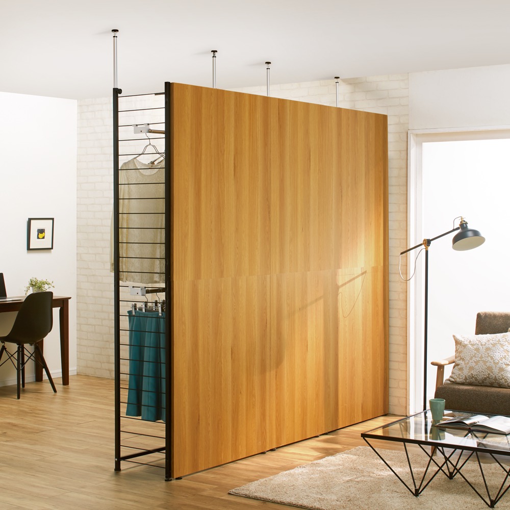 ブルックリン風間仕切り収納 ハンガー&棚 連結用 幅88cm パーテーション 間仕切り リビング収納 531411