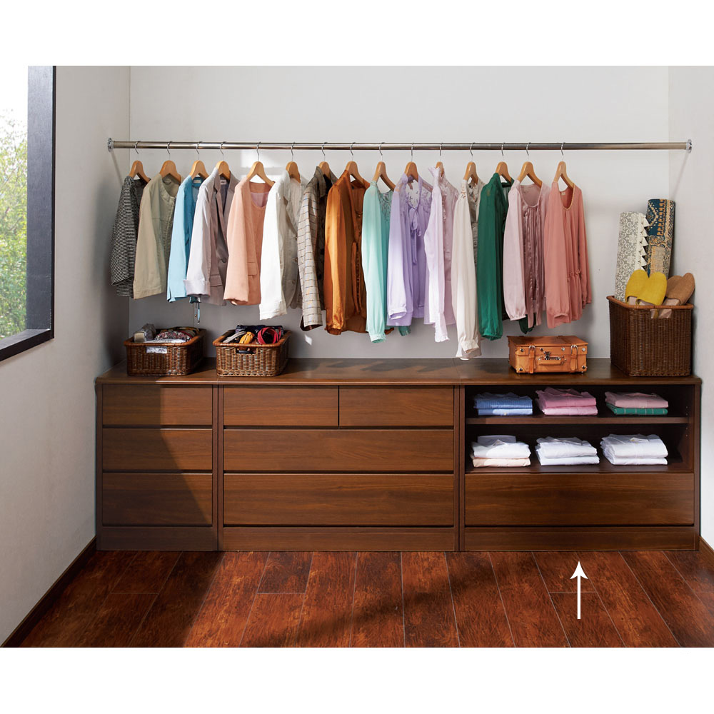 ≪幅100奥行35高さ72cm≫ クローゼットスペースをより美しく、より有効利用できる収納シリーズ オープン&引き出し 押入れ クローゼット収納 衣類収納 531811