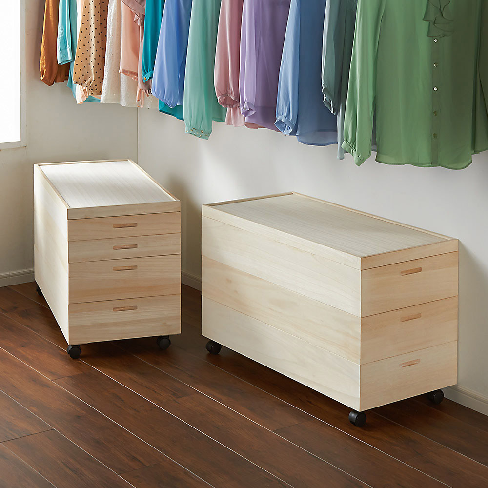 総桐衣装ケース 幅91cmタイプ 4段(浅2深2) 収納ボックス 小物収納 フリーボックス 532104