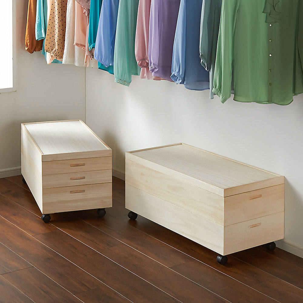 【ローチェスト】総桐衣装ケース 幅91cmタイプ 2段(深2) 収納ボックス 小物収納 フリーボックス 532106