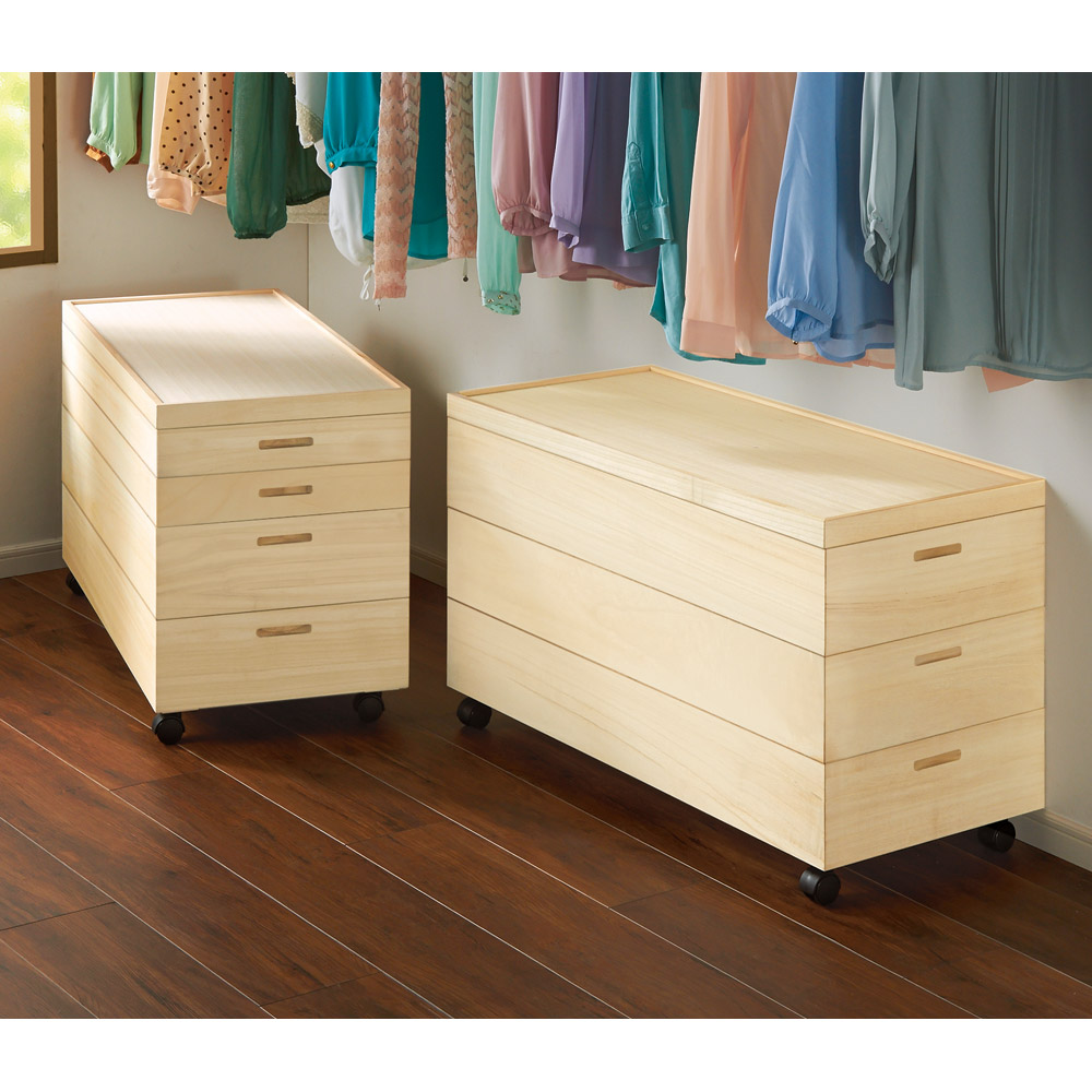 総桐衣装ケース 幅95.5cmタイプ 4段(浅2深2) 収納ボックス 小物収納 フリーボックス 532112