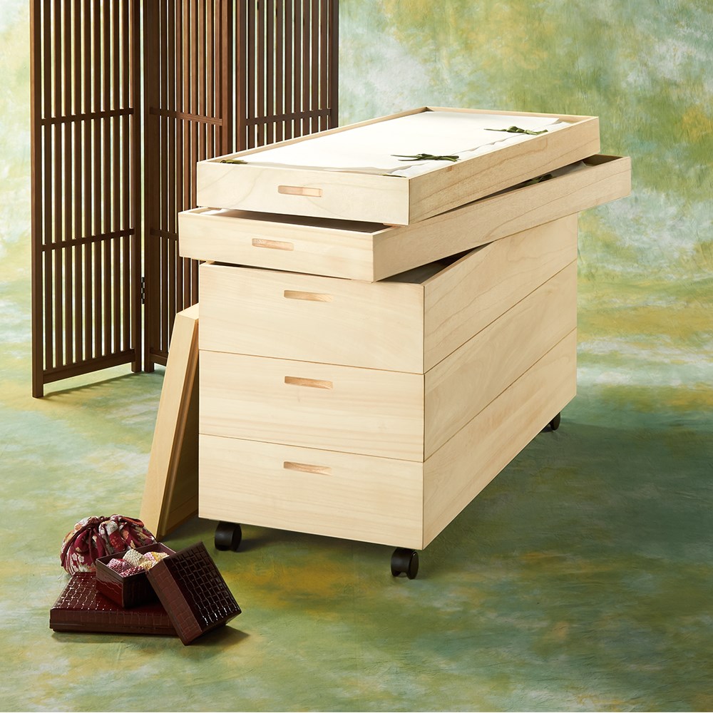 総桐衣装ケース 幅95.5cmタイプ 5段(浅2深3) 収納ボックス 小物収納 フリーボックス 532113