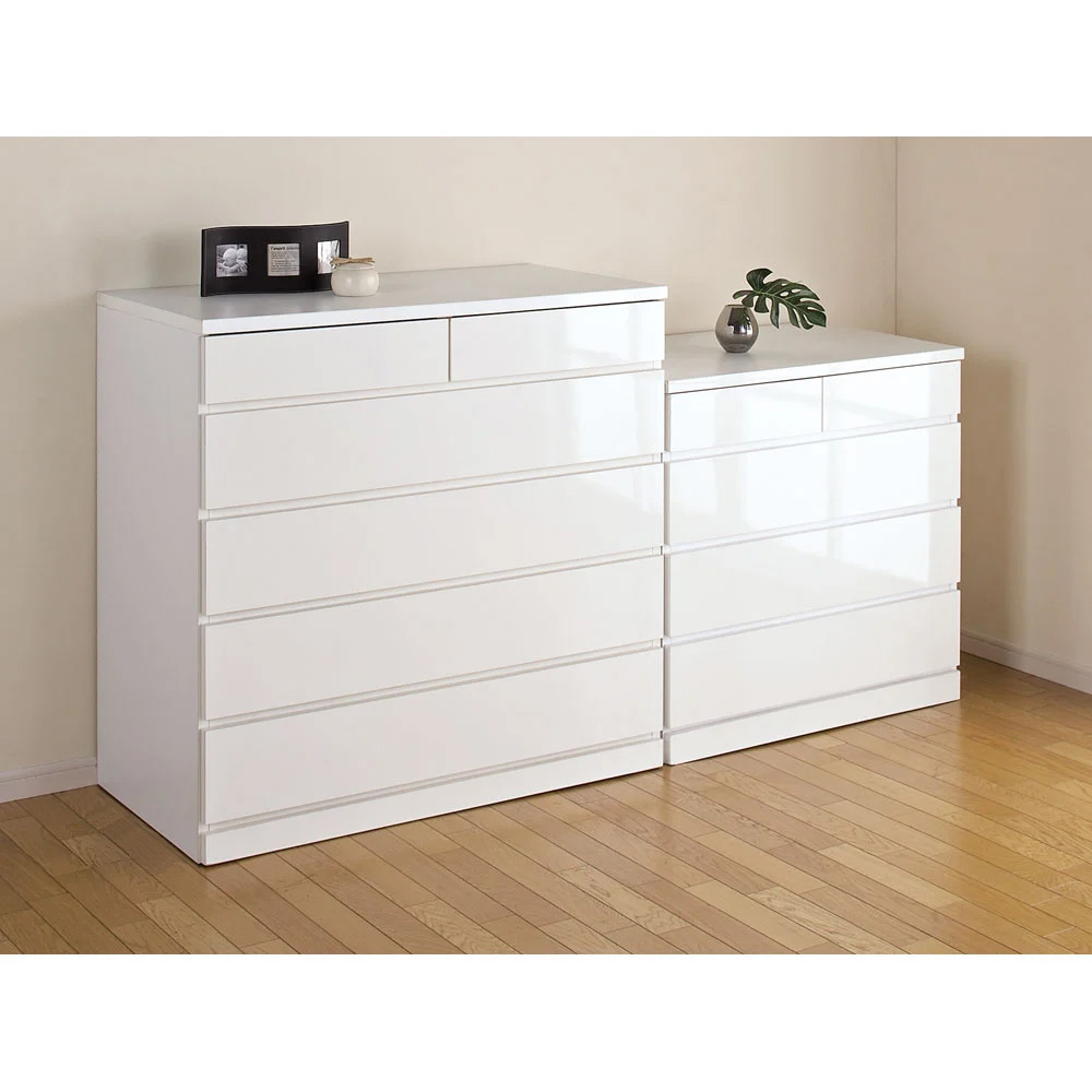 【日本製】奥行50cm隠しキャスター付きクローゼットチェスト 幅100cm・5段 タンス 衣類収納 532346