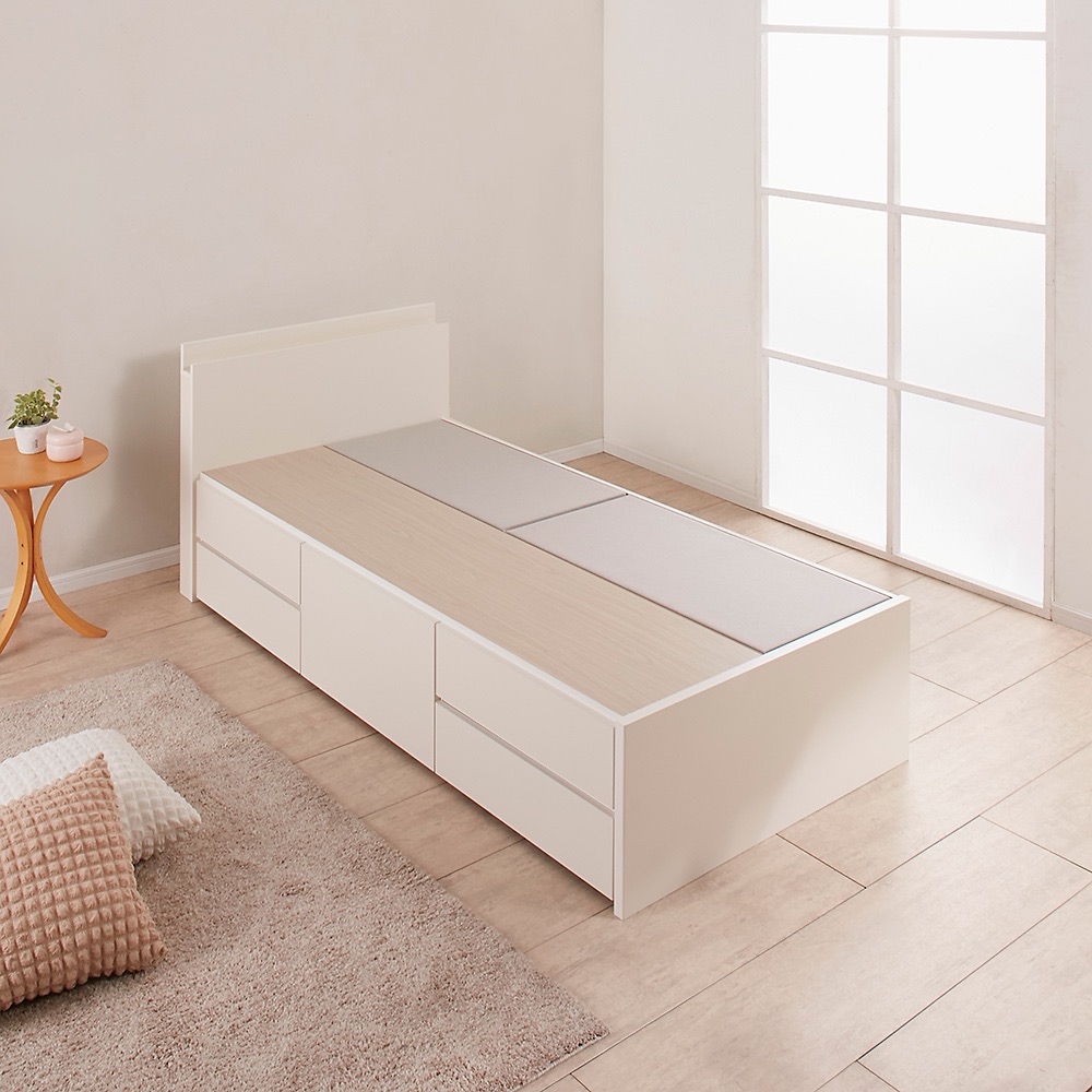 ≪シングル≫ 日本製の引き出しチェストベッド 引き出し収納タイプ 立て掛け薄型収納(フレームのみ) ベッドフレーム ベッド 540352