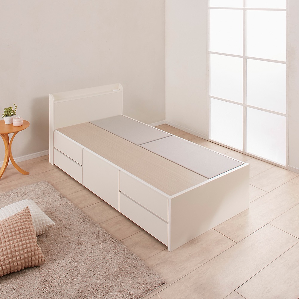 ≪セミダブル≫ 日本製の引き出しチェストベッド 引き出し収納タイプ 角が丸い薄型棚(フレームのみ) ベッドフレーム ベッド 540360