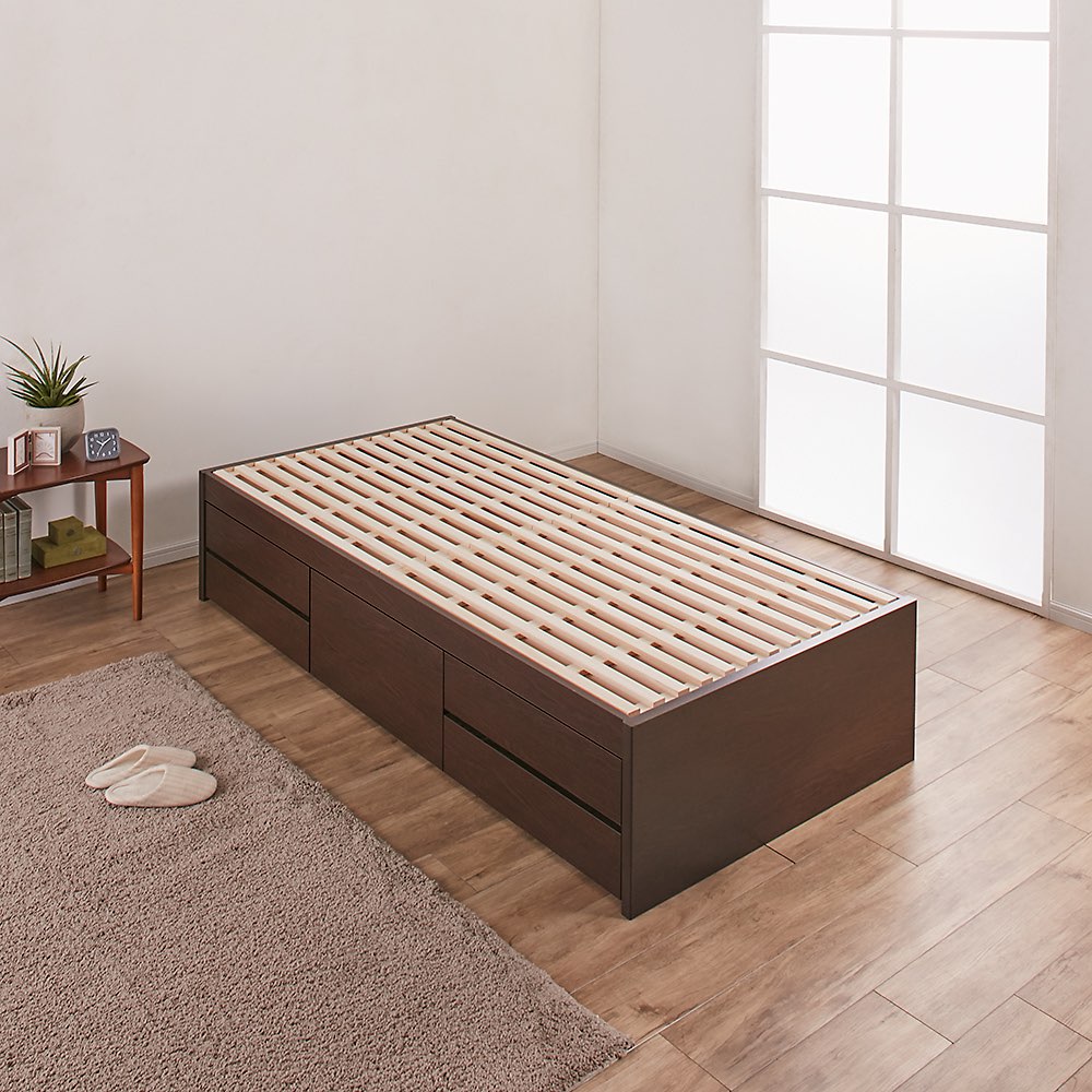 ≪セミダブル≫ 日本製の引き出しチェストベッド 引き出しすのこタイプ ヘッドレスタイプ（フレームのみ） ベッドフレーム ベッド 540378