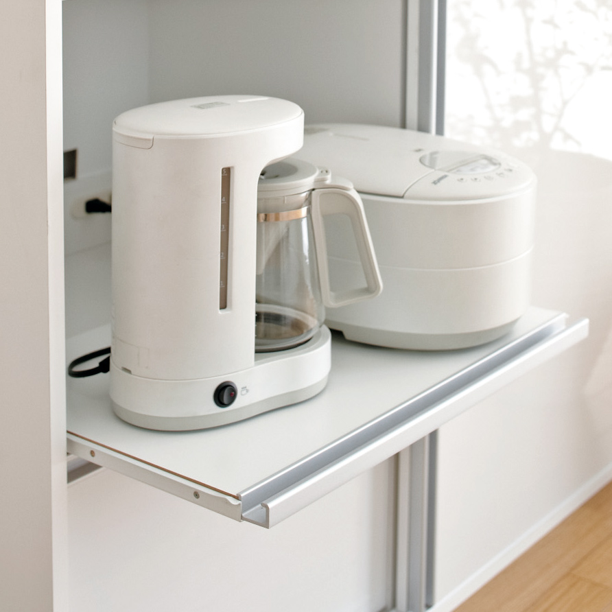 スライド棚付き家電収納庫　ハイタイプ　食器棚 全部隠せる スライド棚付きキッチン家電収納庫 ハイタイプ 通販