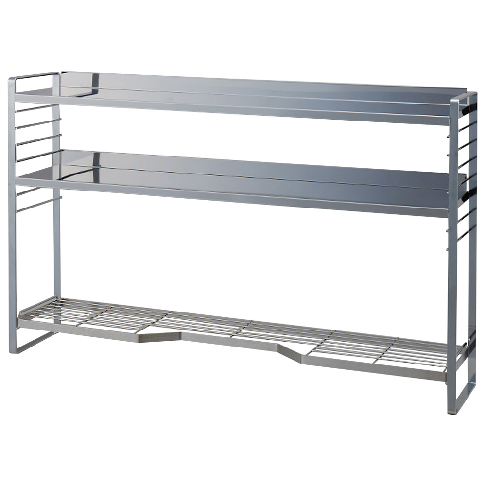 ステンレス棚板コンロ奥ラック 3段・幅81.5cm(対応コンロサイズ幅75cm) コンロ周り収納 キッチン用品収納 542323