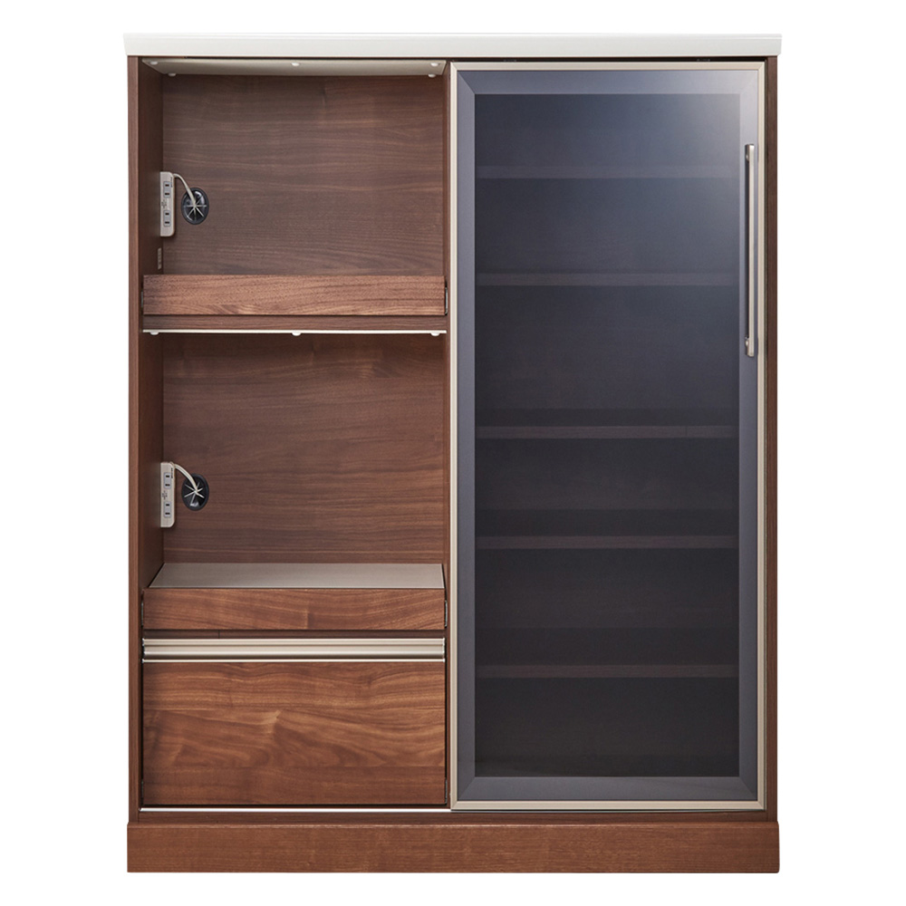 大型引き戸ハイカウンター 幅90cm キッチンカウンター キッチン収納 542823