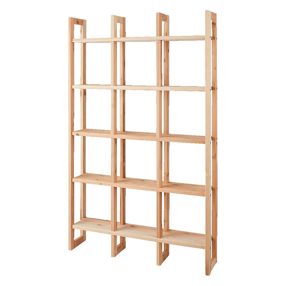 ブックシェルフ 書棚 本棚 ラック シェルフ くらしを豊かに彩る国産杉 頑丈ディスプレイラック 3列 幅111奥行23cm 543915