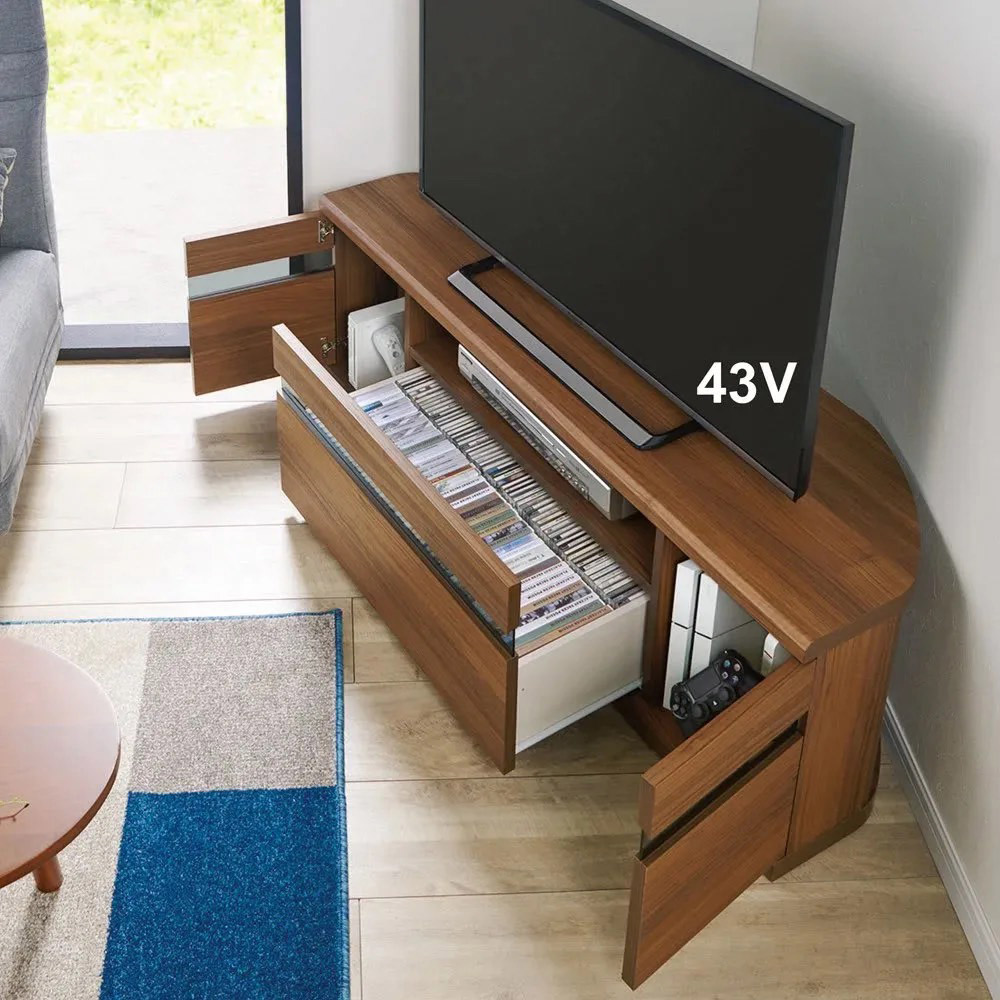 キャスター付きコーナーテレビ台 幅130高さ44cm ロータイプ