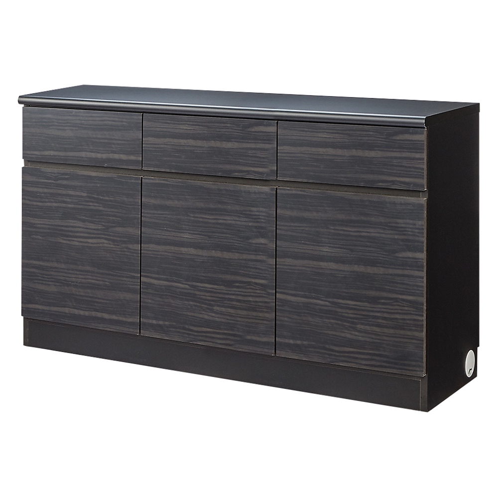 光沢木目リビングオフィスシリーズ 扉付きキャビネット 幅121cm 本棚 ブックシェルフ 書棚 ラック シェルフ 544621