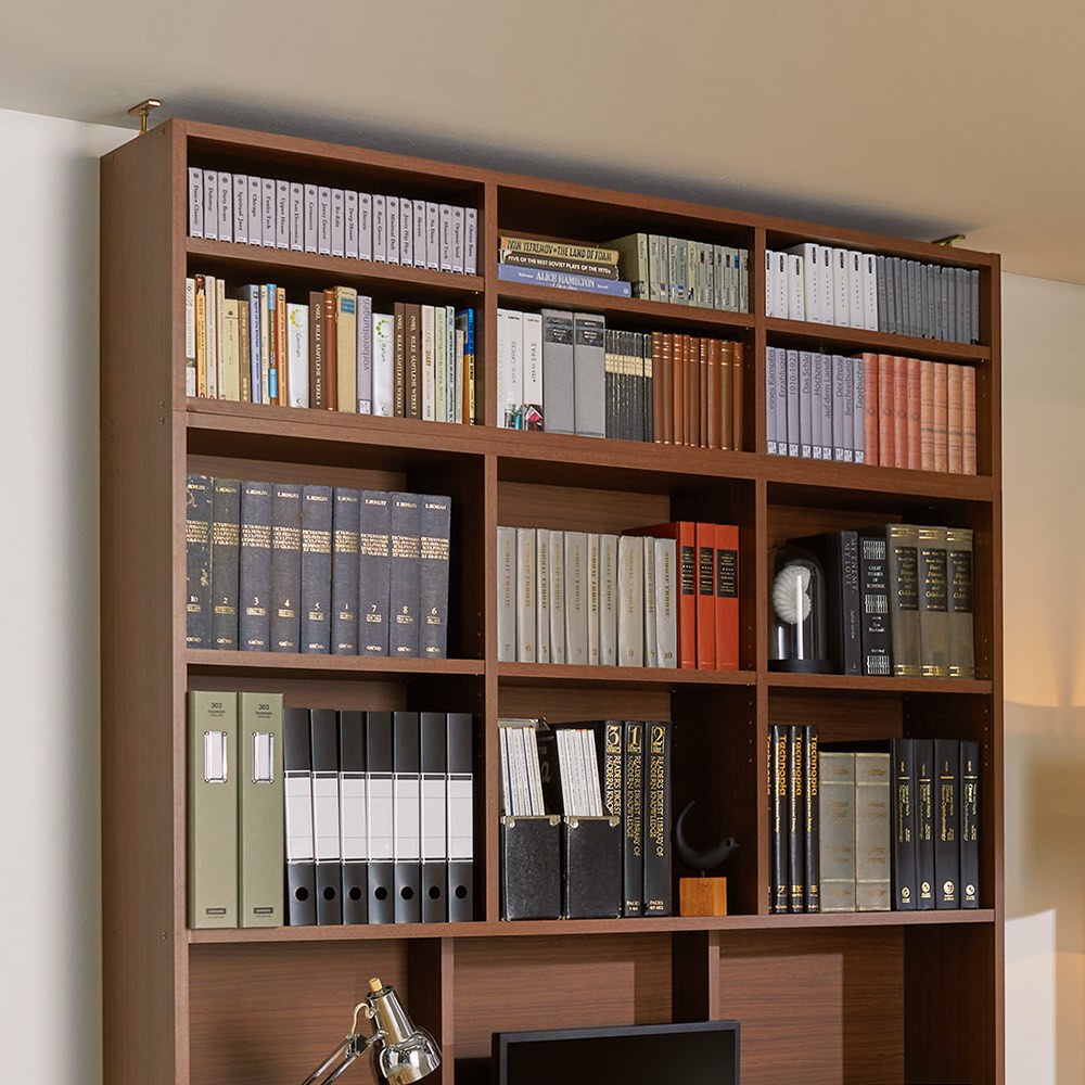 天板ひろびろ本格派デスク用上置き 幅120cm本体高さ40cm 突っ張り収納 ラック 本棚 シェルフ 544641