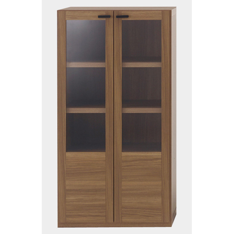 ≪幅90cm≫ガラス扉の本棚 単品 奥行39cm 高さ114cm （重厚感のある