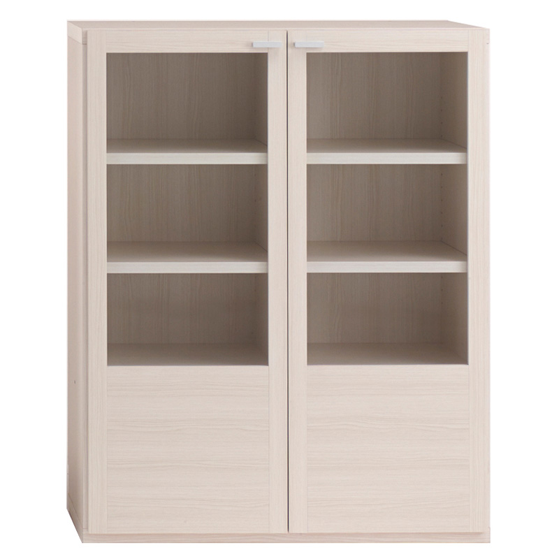 ≪幅90cm≫ガラス扉の本棚 単品 奥行39cm 高さ114cm (重厚感のあるがっちり本棚シリーズ) 本棚 ブックシェルフ 書棚 ラック シェルフ 545019