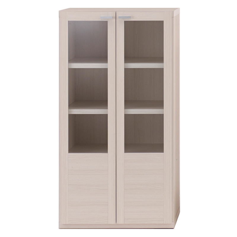 ≪ガラス扉 幅60cm×2台≫重厚感のあるがっちり本棚 ガラス扉上下セット高さ228cm+天井突っ張り金具 突っ張り収納 ラック 本棚 シェルフ 545024