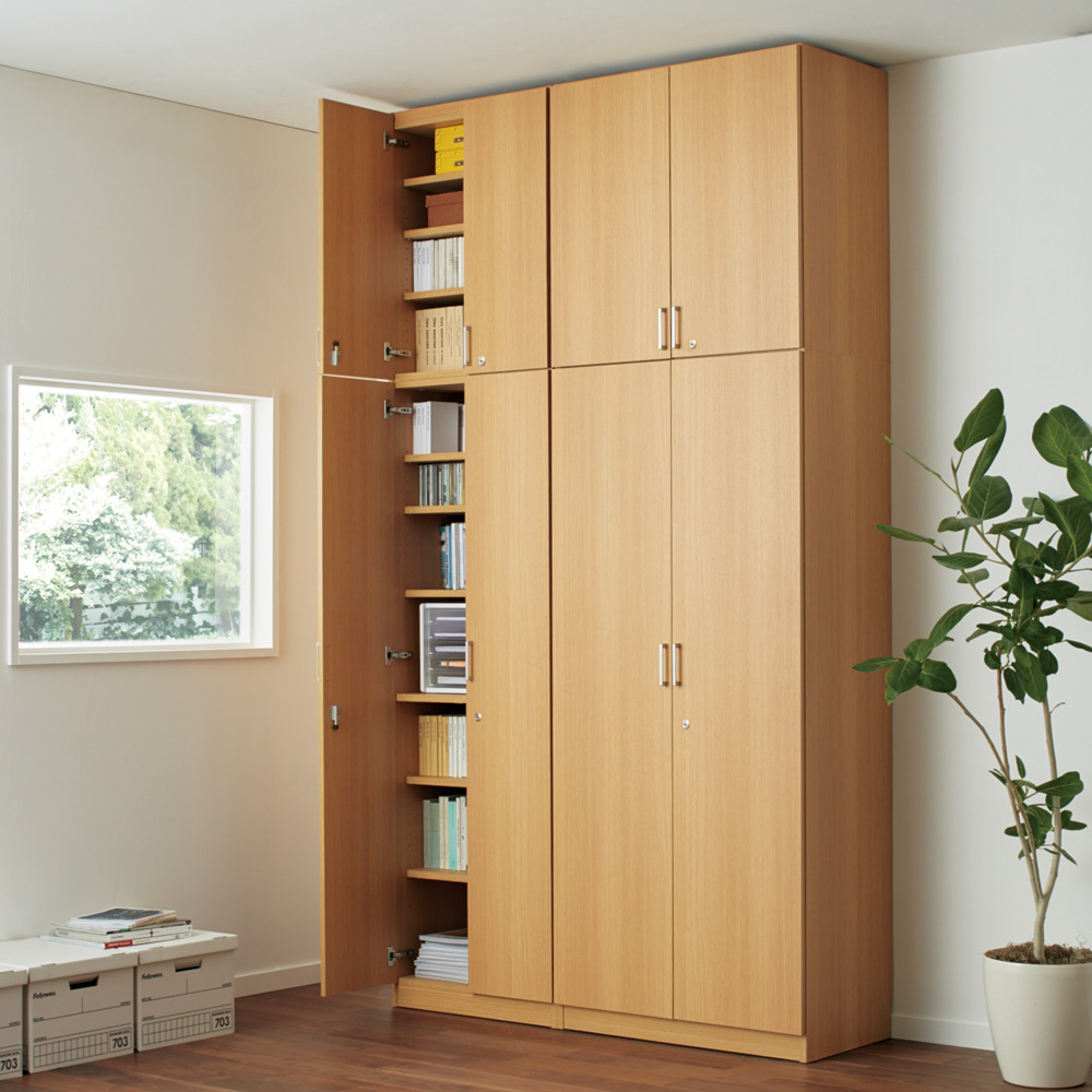 鍵付き本棚ハイタイプ 幅80奥行35高さ180cm 本棚 ブックシェルフ 書棚 ラック シェルフ 545047