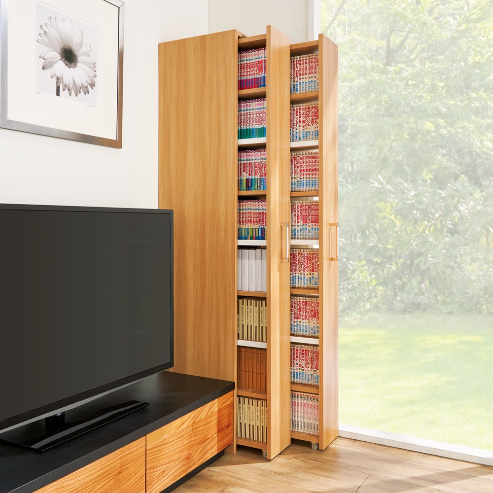 完成品!スライドすき間本棚 コミックタイプ1列 幅22cm コミックラック 本棚 ラック シェルフ 545231